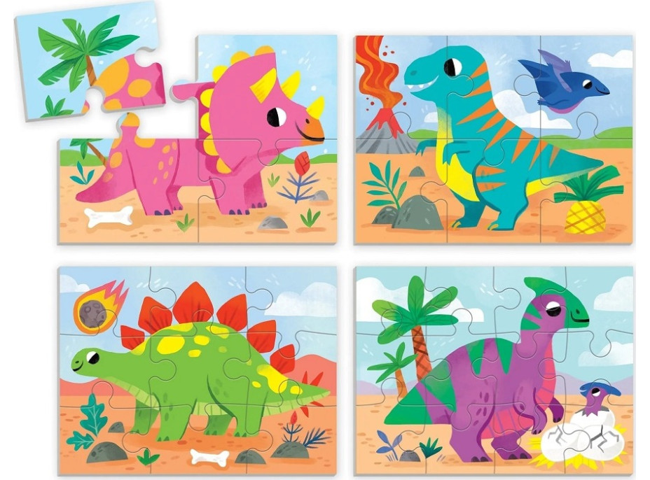 Mudpuppy Puzzle Dinosaury sada 4 v 1