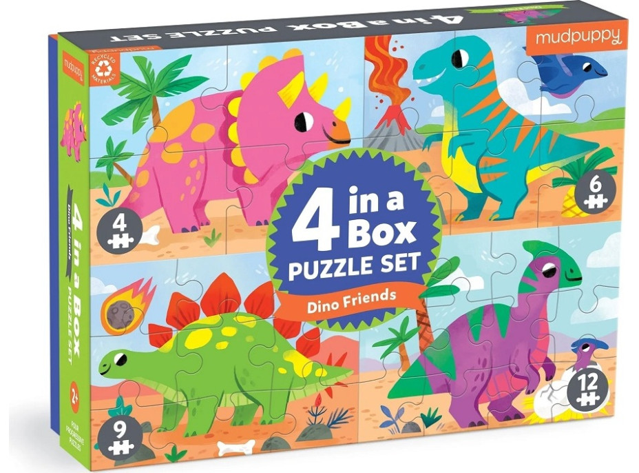 Mudpuppy Puzzle Dinosaury sada 4 v 1