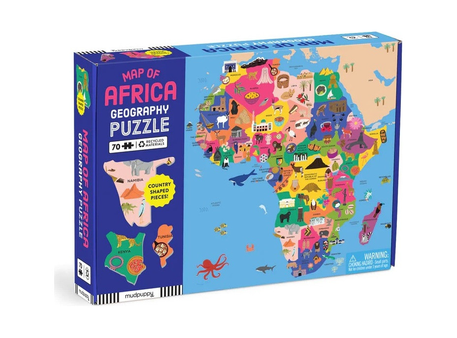 Mudpuppy Zemepisné puzzle Mapa Afriky 70 dielikov