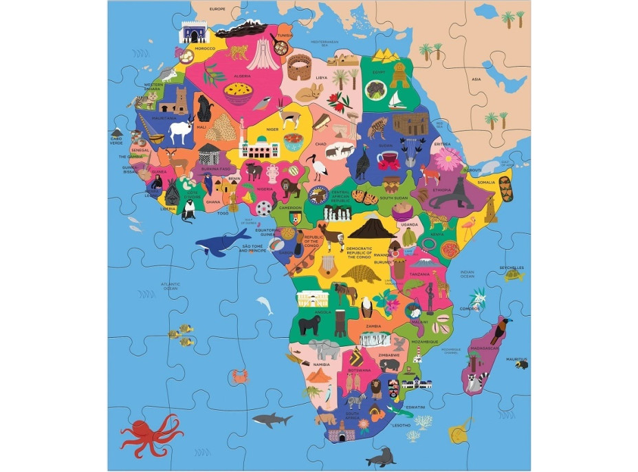 Mudpuppy Zemepisné puzzle Mapa Afriky 70 dielikov