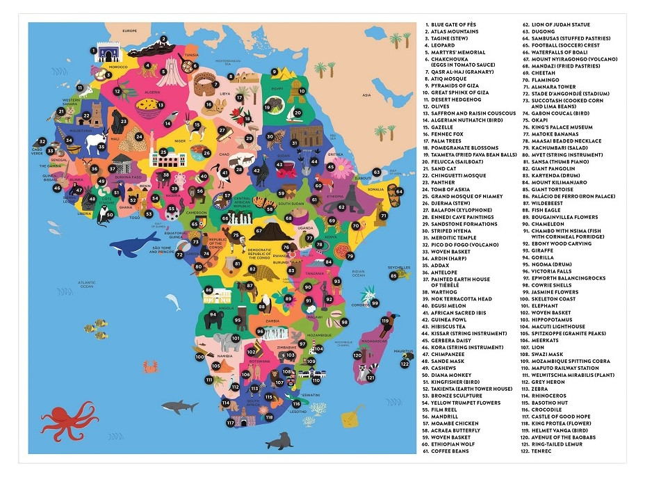 Mudpuppy Zemepisné puzzle Mapa Afriky 70 dielikov