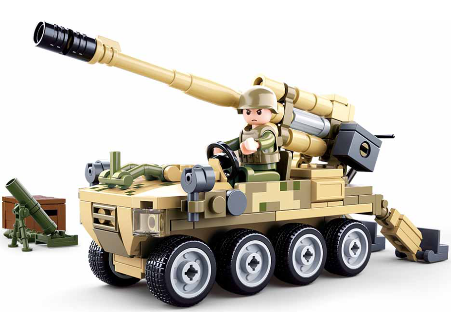 Sluban Army Model Bricks M38-B0751 Mobilný kanón 8x8 s pozemným mínometom