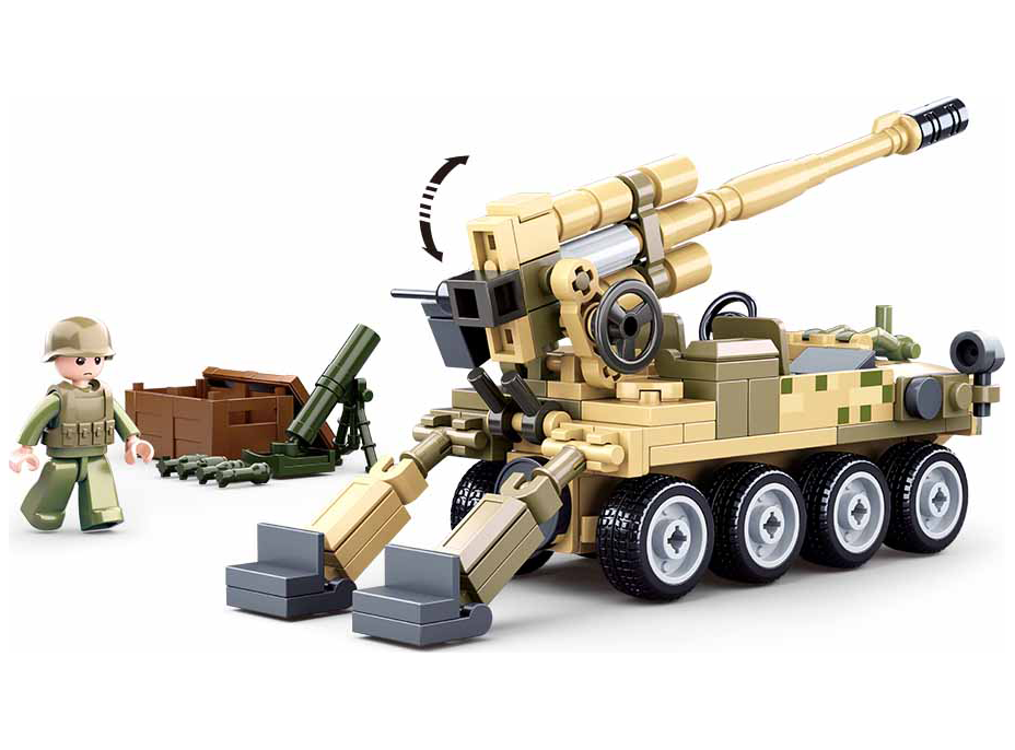 Sluban Army Model Bricks M38-B0751 Mobilný kanón 8x8 s pozemným mínometom