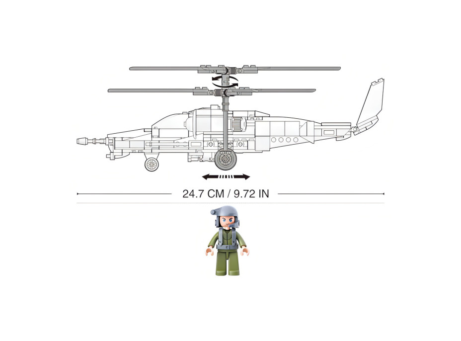 Sluban Model Bricks M38-B0752 Bojový vrtuľník Ka-50 Black Shark