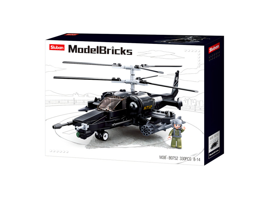 Sluban Model Bricks M38-B0752 Bojový vrtuľník Ka-50 Black Shark