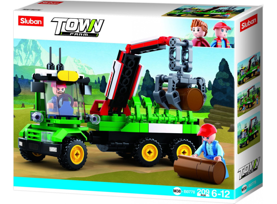 Sluban Town Farma M38-B0778 Traktor s prívesom na klády
