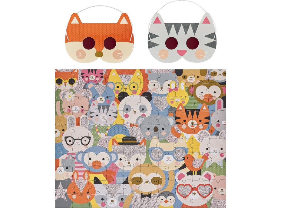 Petit Collage Puzzle zvieratká 100 ks s 3D okuliarmi