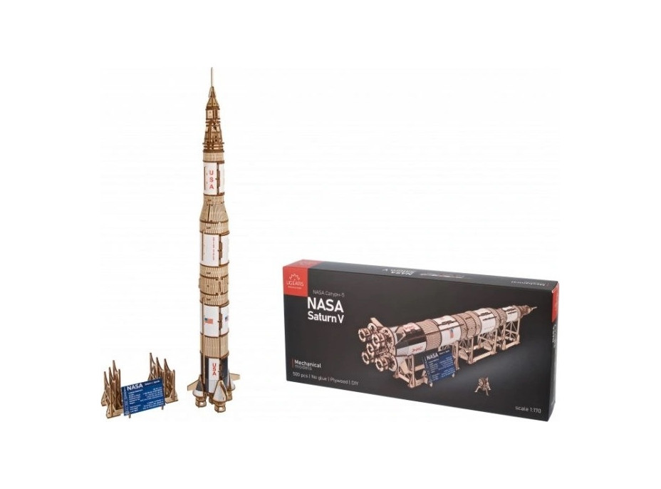 Ugears 3D drevené mechanické puzzle NASA, Saturn V