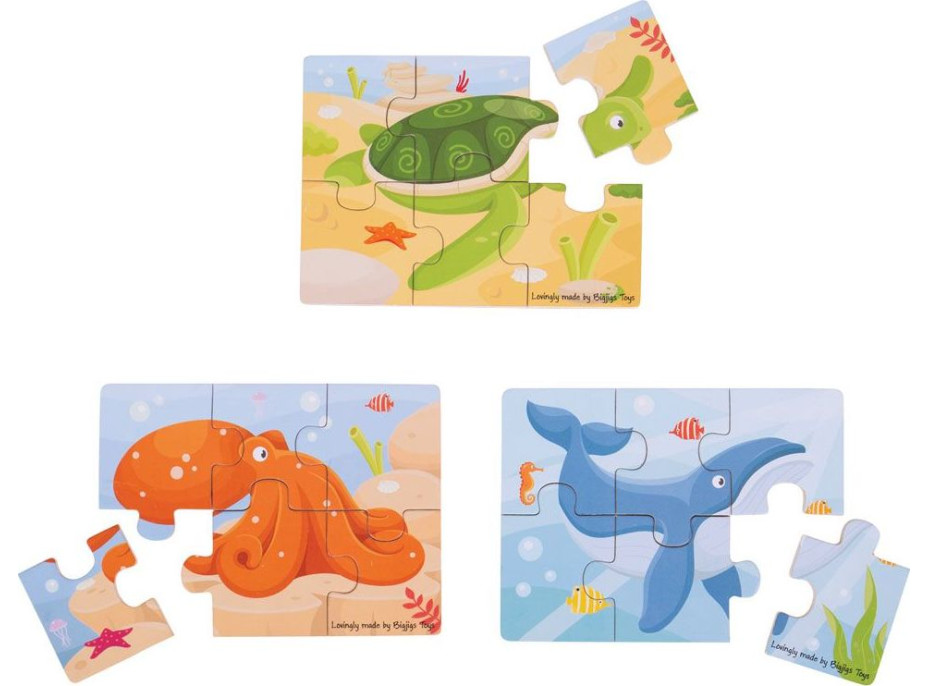Bigjigs Toys Puzzle 3v1 morské zvieratká