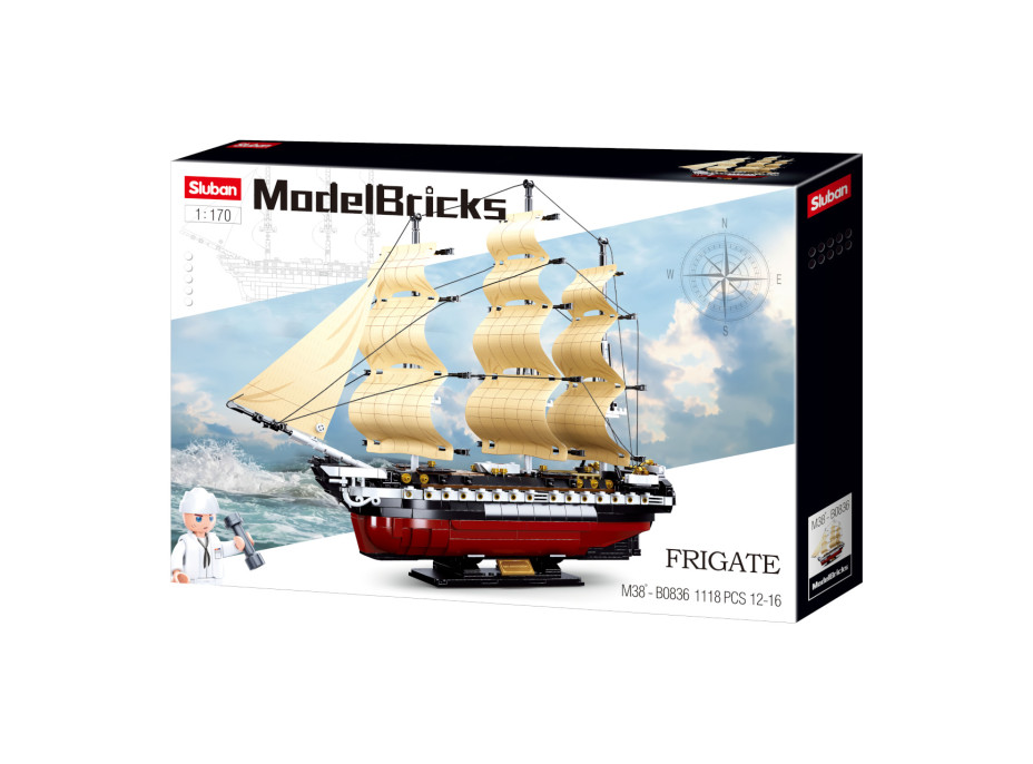 Sluban Model Bricks M38-B0836 Fregata USS Constitution plachetná vojnová loď