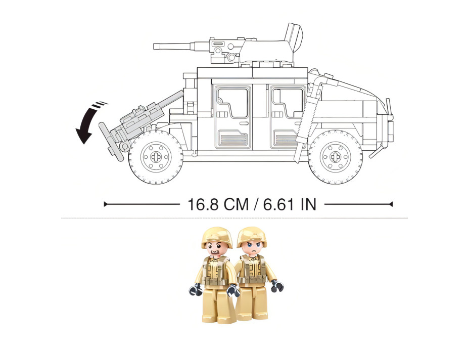 Sluban Army Model Bricks M38-B0837 Hummer bojový off road