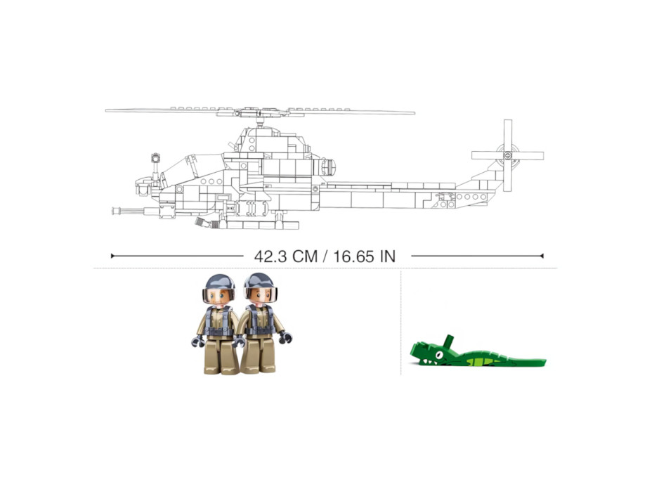 Sluban Army Model Bricks M38-B0838 Bojová helikoptéra AH-1Z Viper