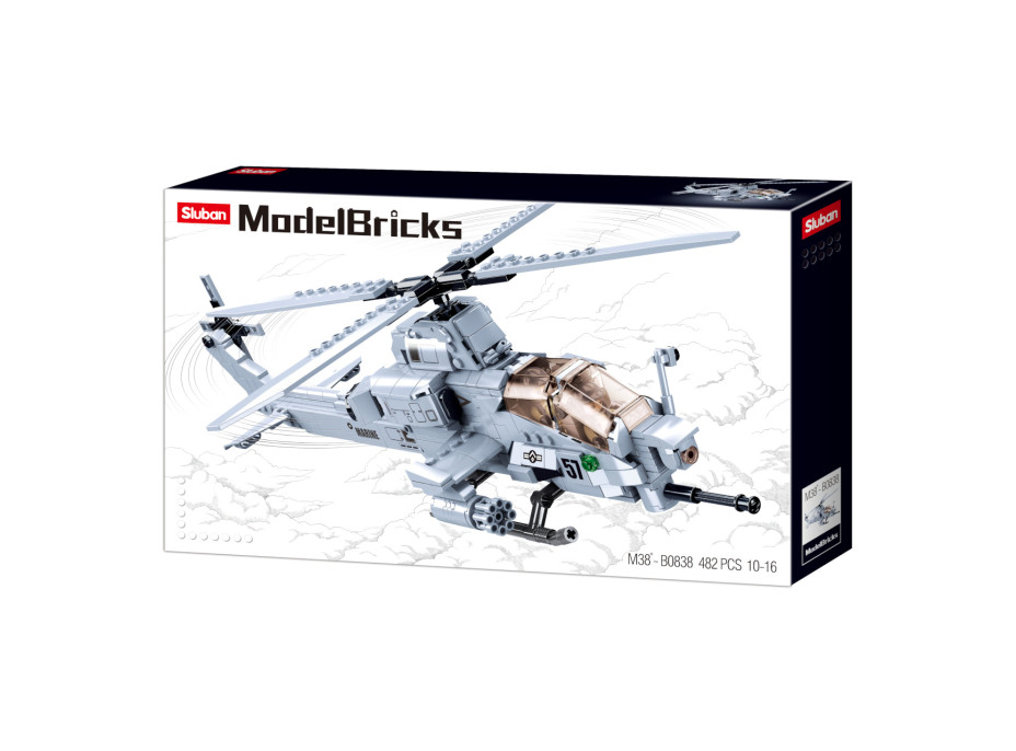 Sluban Army Model Bricks M38-B0838 Bojová helikoptéra AH-1Z Viper