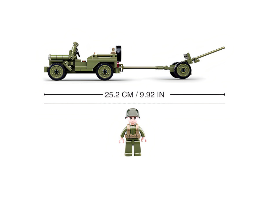 Sluban Army WW2 M38-B0853 Spojenecký džíp a protilietadlové delo