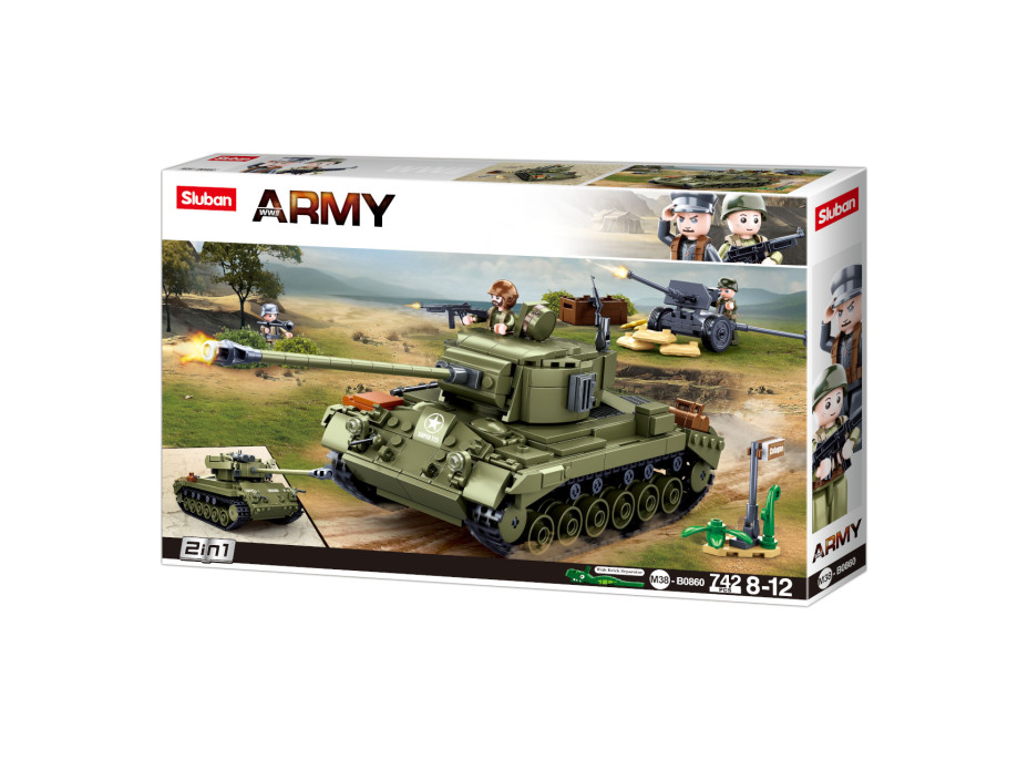 Sluban Army N38-B0860 Stredný tank 2v1 a protiletecké delo