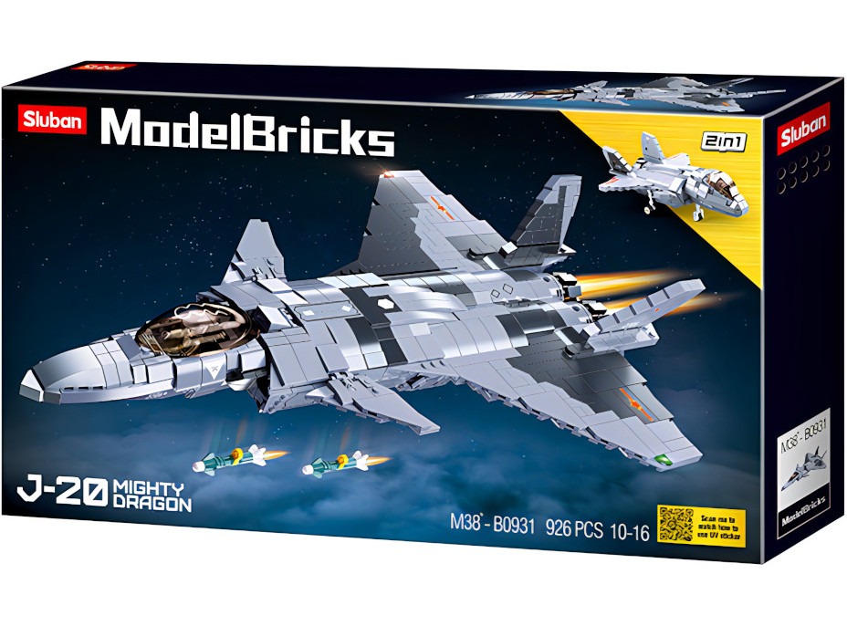 Sluban Model Bricks M38-B0931 Stíhacie lietadlo Chengdu J-20