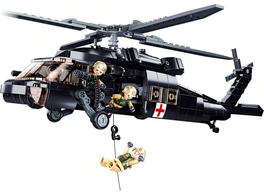 Sluban Model Bricks M38-B1012 Zdravotnícky vrtuľník UH-60 Black Hawk