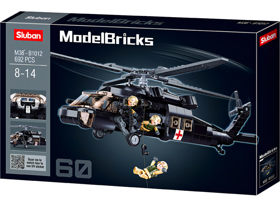 Sluban Model Bricks M38-B1012 Zdravotnícky vrtuľník UH-60 Black Hawk