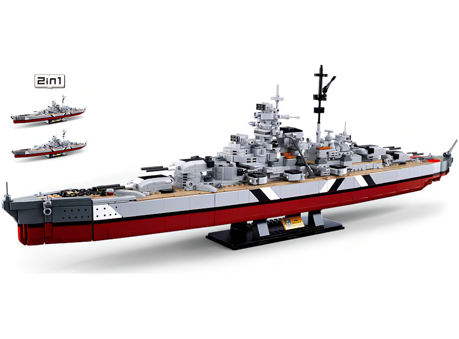 Sluban ModelBricks M38-B1102 Bojová loď Bismarck 2v1
