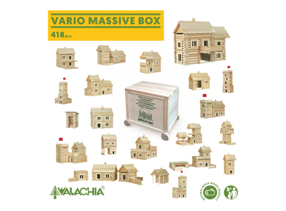 Walachia Drevená stavebnica Vario Massive Box 418 dielov