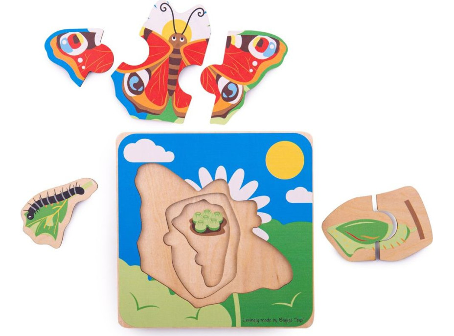 Bigjigs Toys Vkladacie puzzle životné cykly motýľa