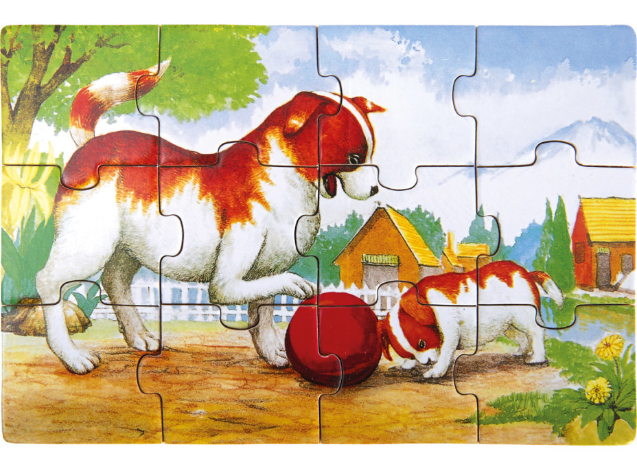 Bino Drevené puzzle v krabičke zvieratka