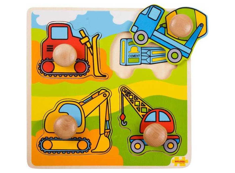 Bigjigs Toys Vkladacie puzzle stavebné stroje