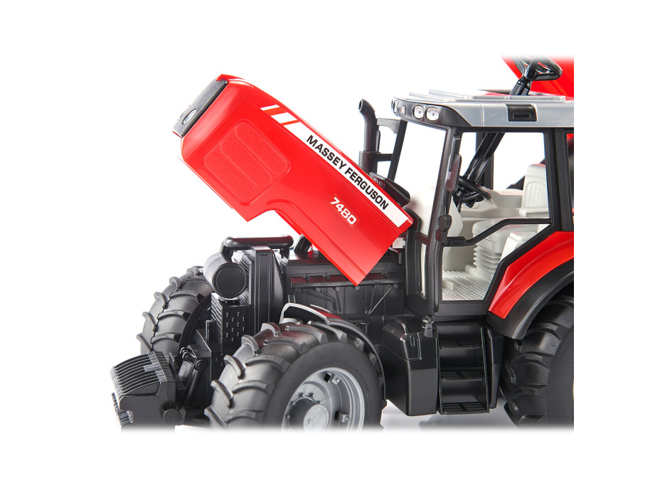 Bruder Traktor MASSEY FERGUSON so sklopným vozidlom červený