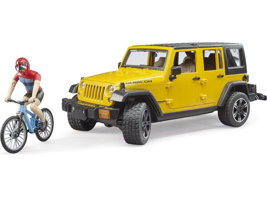 Bruder Jeep Wrangler Rubicon s cyklistom a okolo