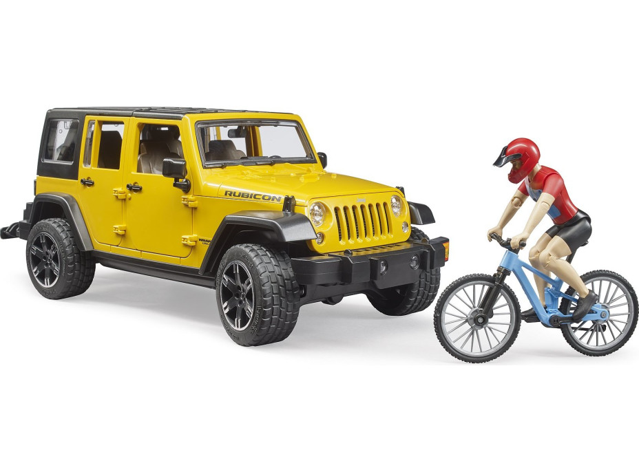 Bruder Jeep Wrangler Rubicon s cyklistom a okolo