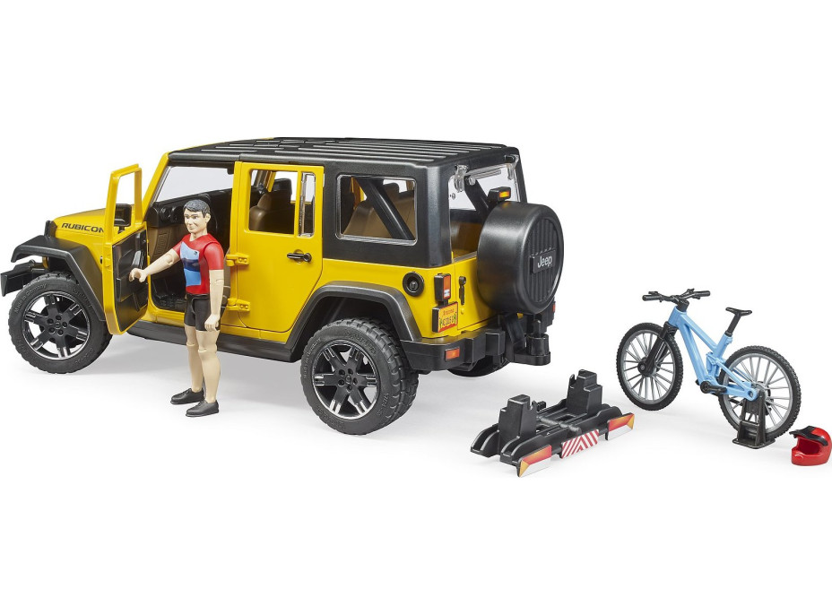 Bruder Jeep Wrangler Rubicon s cyklistom a okolo