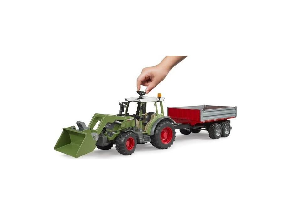 Bruder Traktor Fendt Vario 211 s čelným nakladačom a sklápacím prívesom