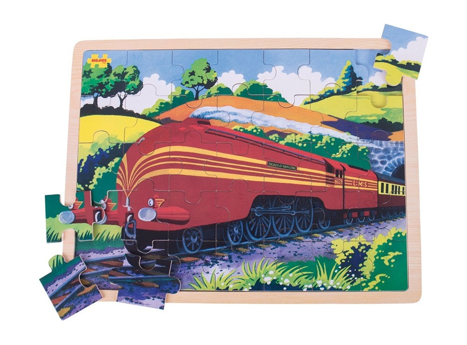 Bigjigs Toys Drevené puzzle historický vlak Vojvodkyňa z Hamiltonu 35 dielikov