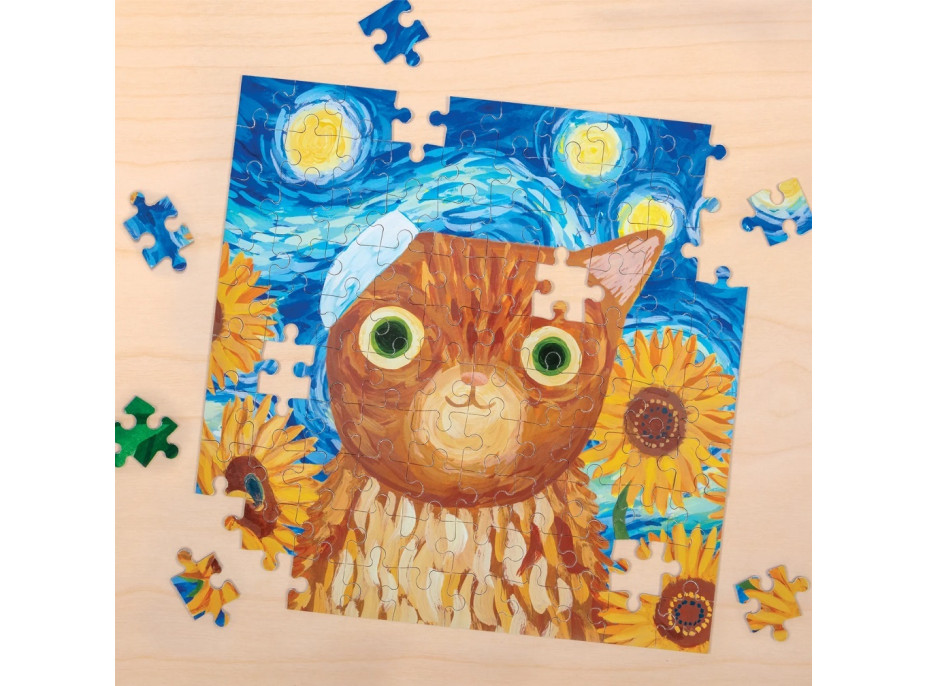 Mudpuppy Puzzle Vincent van Gogh umelecké mačky v plechovke 100 dielikov