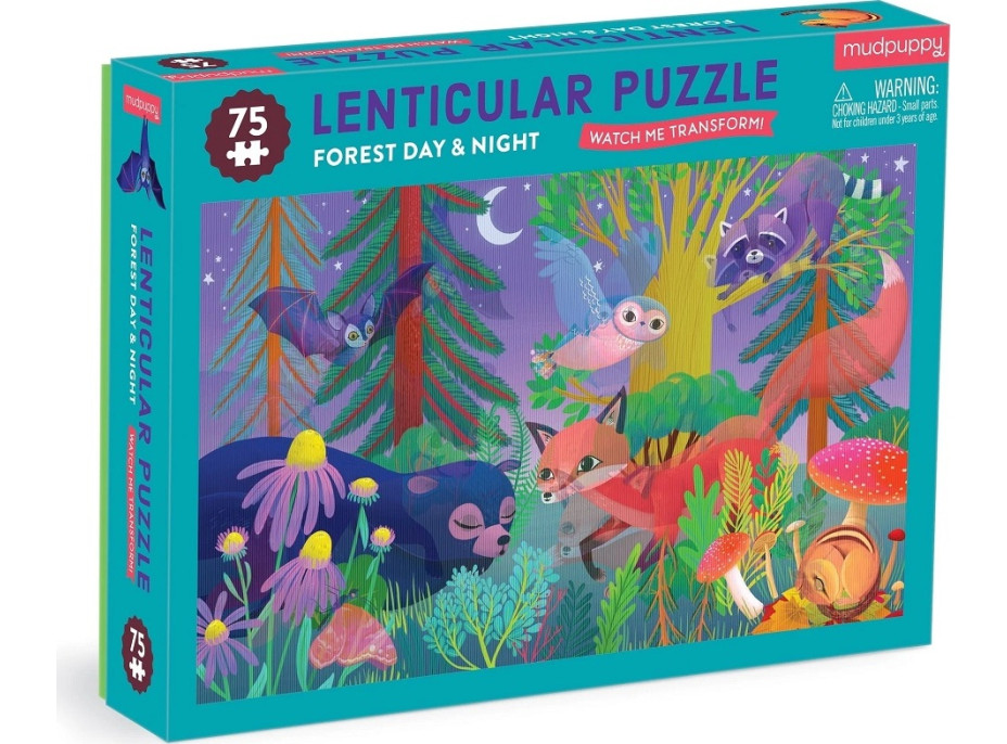 Mudpuppy Puzzle s lentikulárnym efektom Les cez deň, v noci 75 dielikov