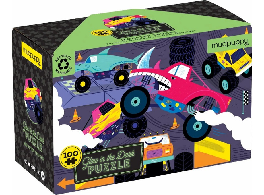 Mudpuppy Puzzle Monster Trucks - svieti v tme 100 dielikov
