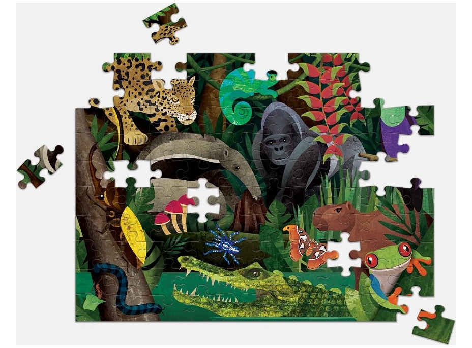 Mudpuppy Obojstranné puzzle Dažďový prales nad a na zemi 100 dielikov