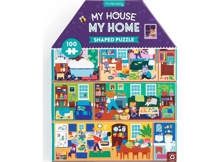 Mudpuppy Môj dom, môj domov - puzzle v tvare domu 100 dielikov
