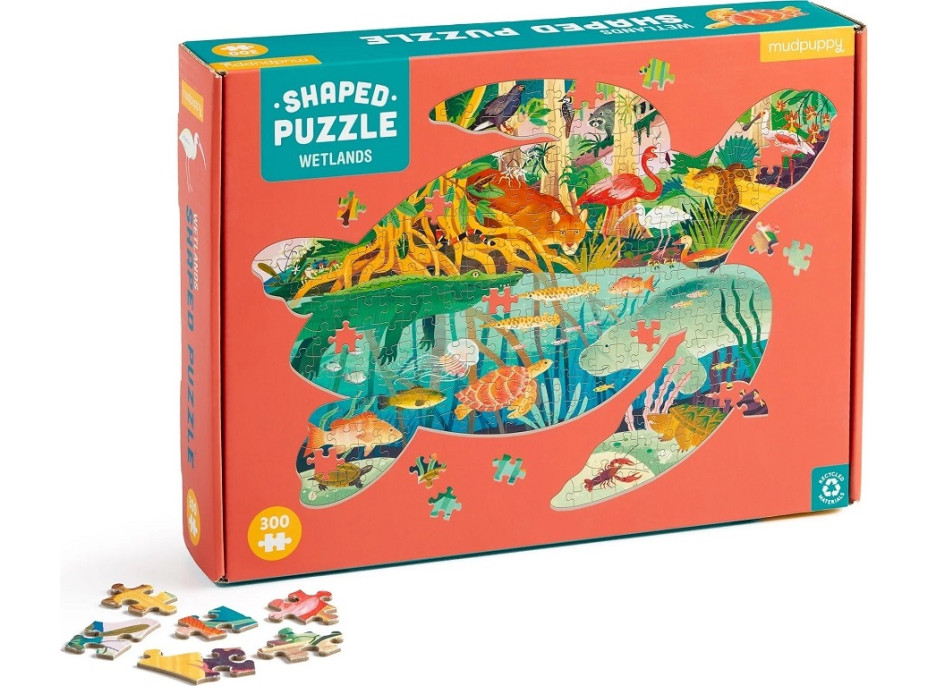 Mudpuppy Puzzle Mokrade v tvare korytnačky 300 dielikov