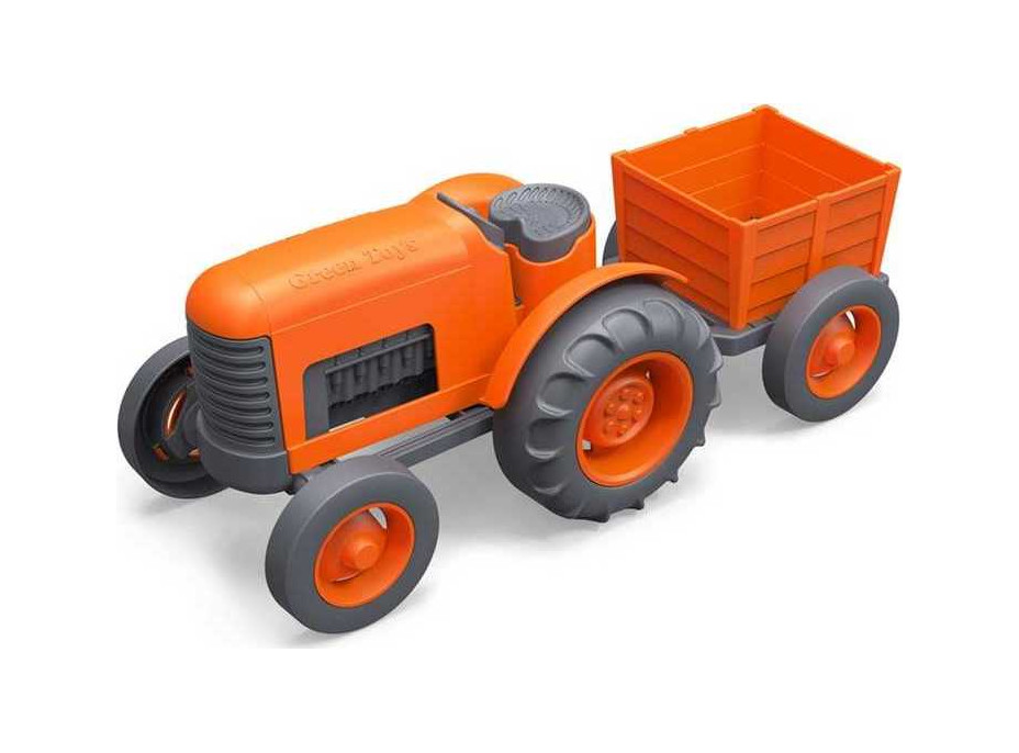 Green Toys Traktor s vlečkou oranžový