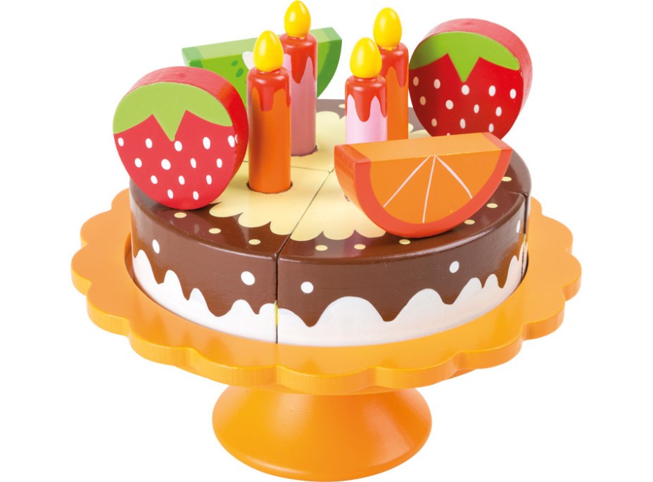 small foot Drevená narodeninová ovocná torta