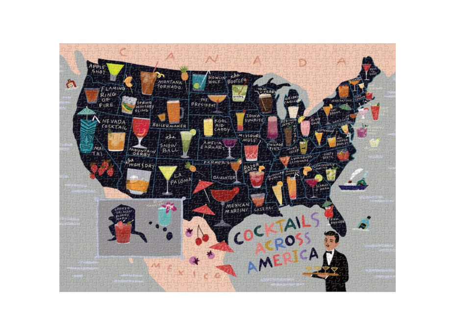 Galison Puzzle Koktailová mapa USA 1000 dielikov