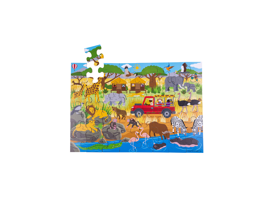 Bigjigs Toys Podlahové puzzle Africké dobrodružné 48 dielikov