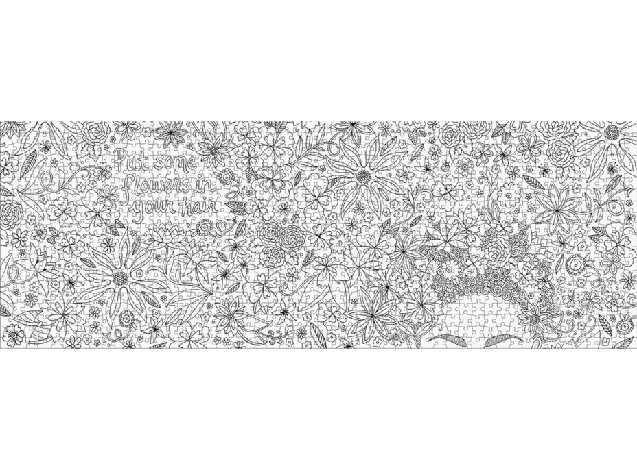 Galison Vyfarbovacie panoramatické puzzle Kvety vo vlasoch 1000 dielikov