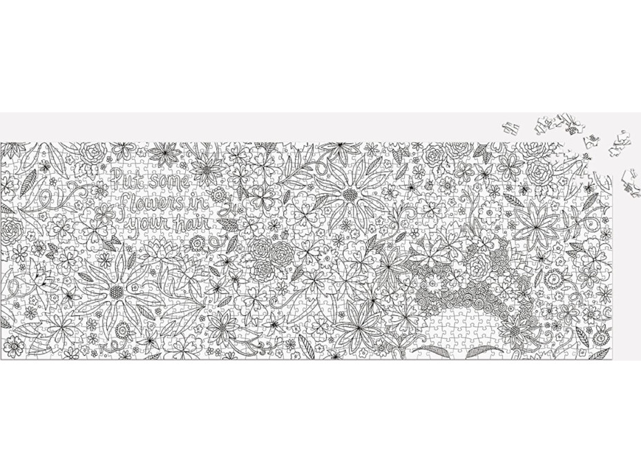 Galison Vyfarbovacie panoramatické puzzle Kvety vo vlasoch 1000 dielikov
