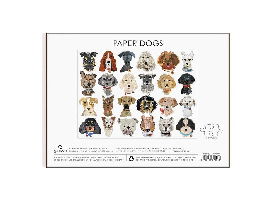 Galison Puzzle Papierové psy 1000 dielikov