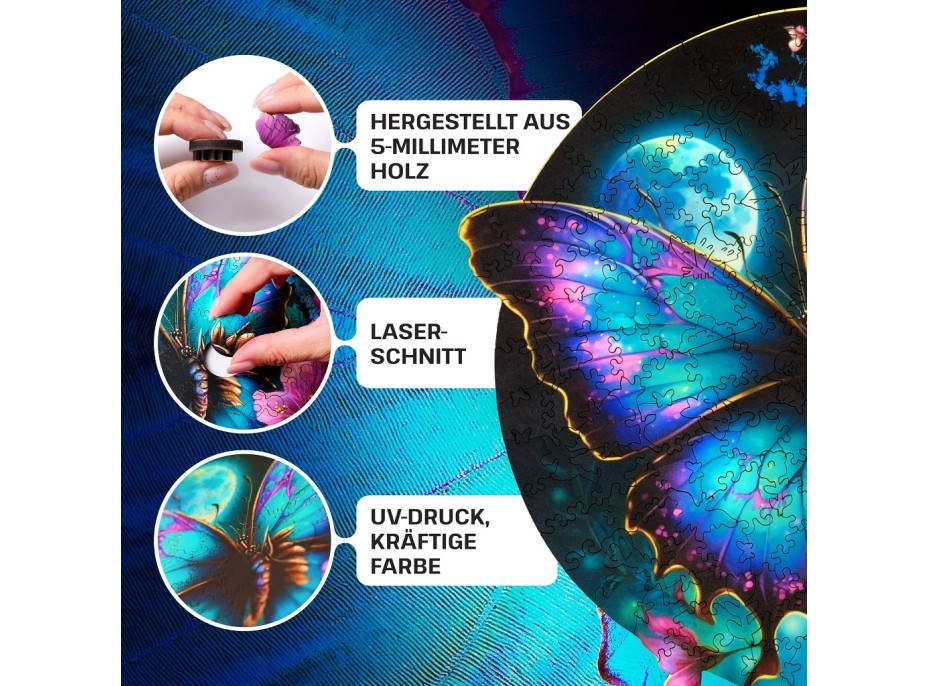 EscapeWelt Drevené luminiscenčné puzzle Motýľ 500 dielikov