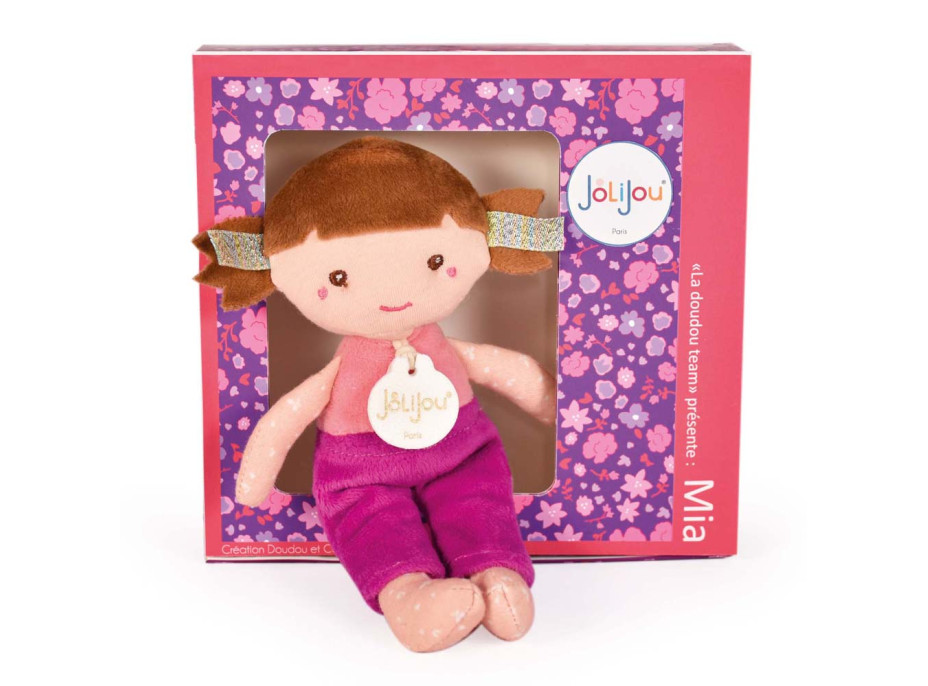 Doudou Jolijou Bábika Mia 16 cm fuchsia