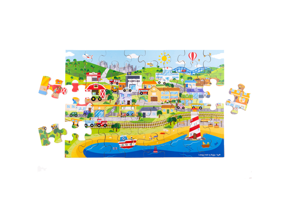 Bigjigs Toys Podlahové puzzle Mesto 48 dielikov