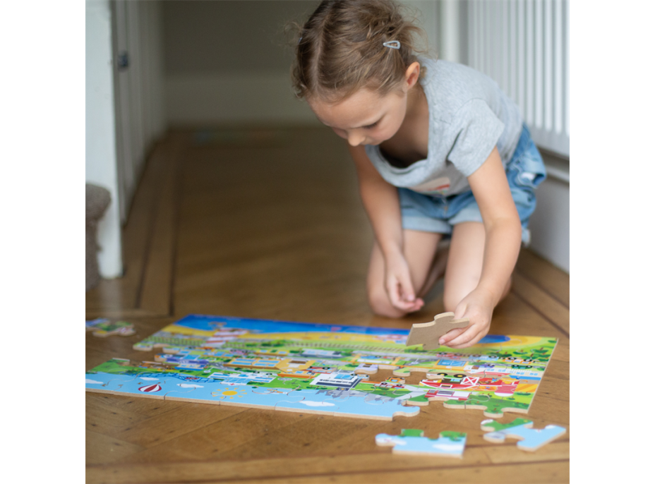 Bigjigs Toys Podlahové puzzle Mesto 48 dielikov